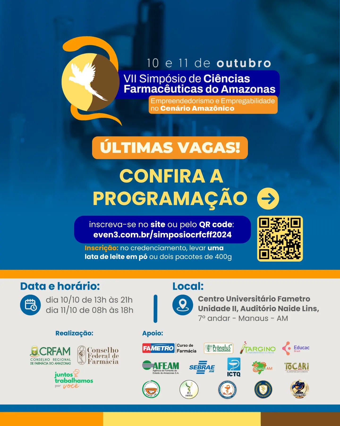 CRF-AM divulga programação do VII Simpósio de Ciências Farmacêuticas do Amazonas