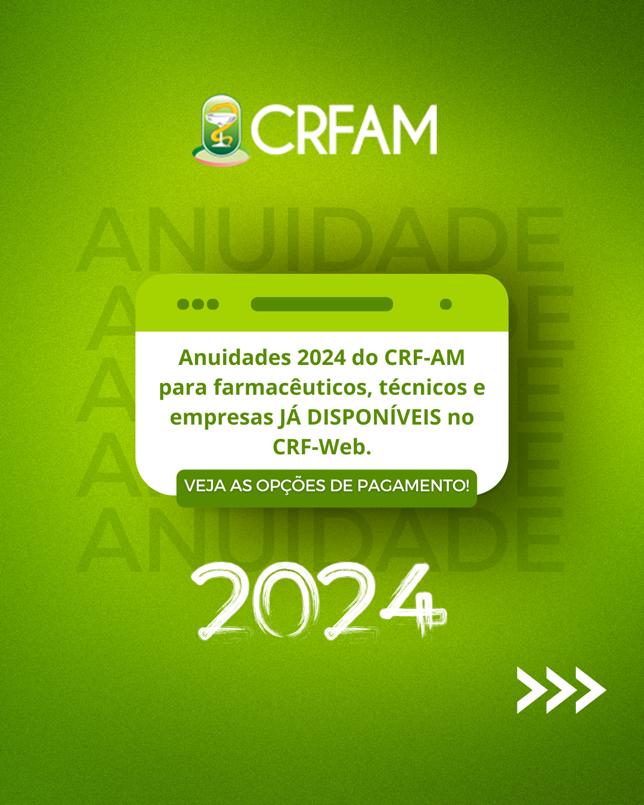 Boletos de anuidade já estão disponíveis no CRF-web.