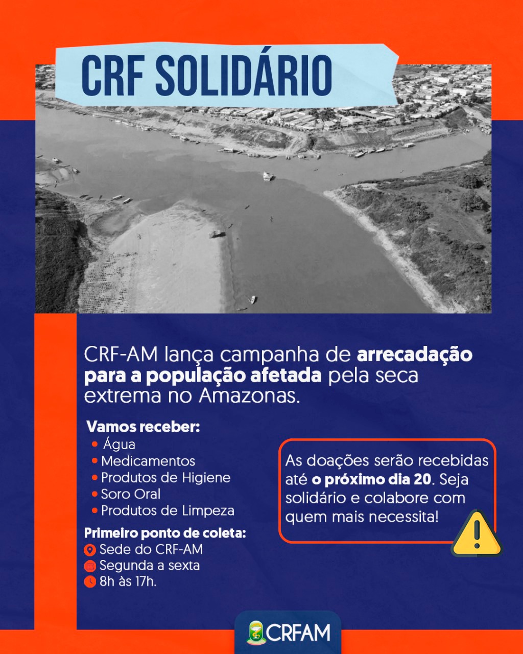 CRF-AM lança campanha de arrecadação para a população afetada pela seca no Amazonas 